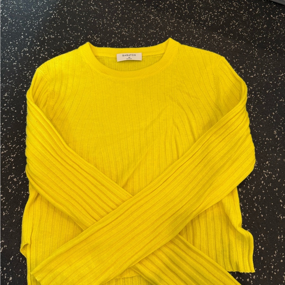 Aritzia Babaton Yellow knit sweater